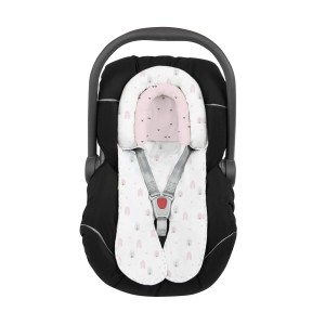 Capa de Bebê Conforto ou Carrinho com Apoio para Cabeça Papi Composê - Casinha Rosa